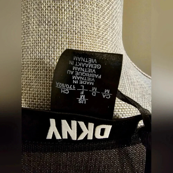 DKNY Mesh Sheer Top Gathered  Long Sleeve Lined Ruched Black size L - Picture 6 of 9